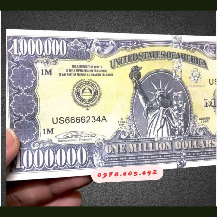 Tiền Lưu Niệm 1 Triệu USD Hình Nữ Thần Tự Do Dạ Quang - SP006026